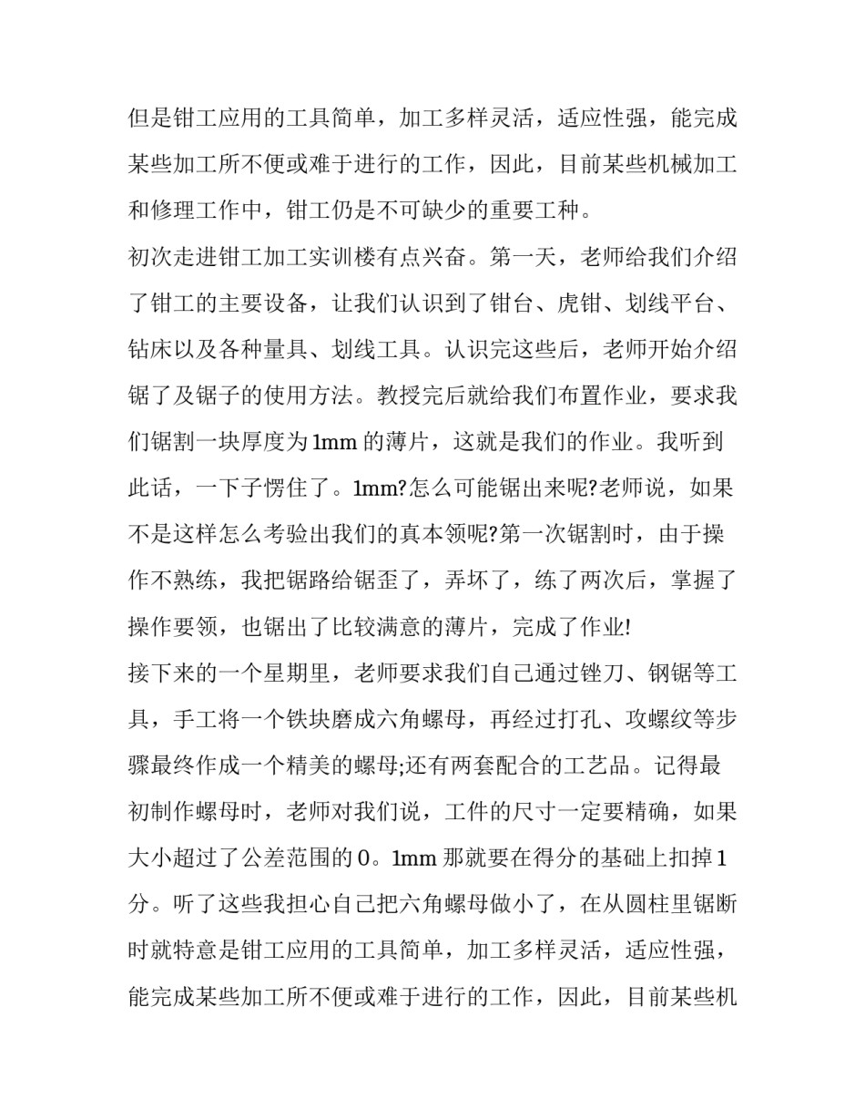 技校钳工实训报告_第2页