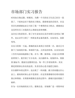 市场部门实习报告