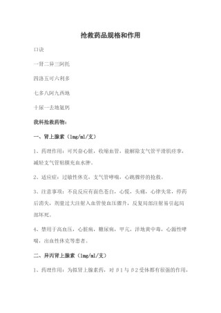 2022年医学专题—常见抢救药品汇总.docx