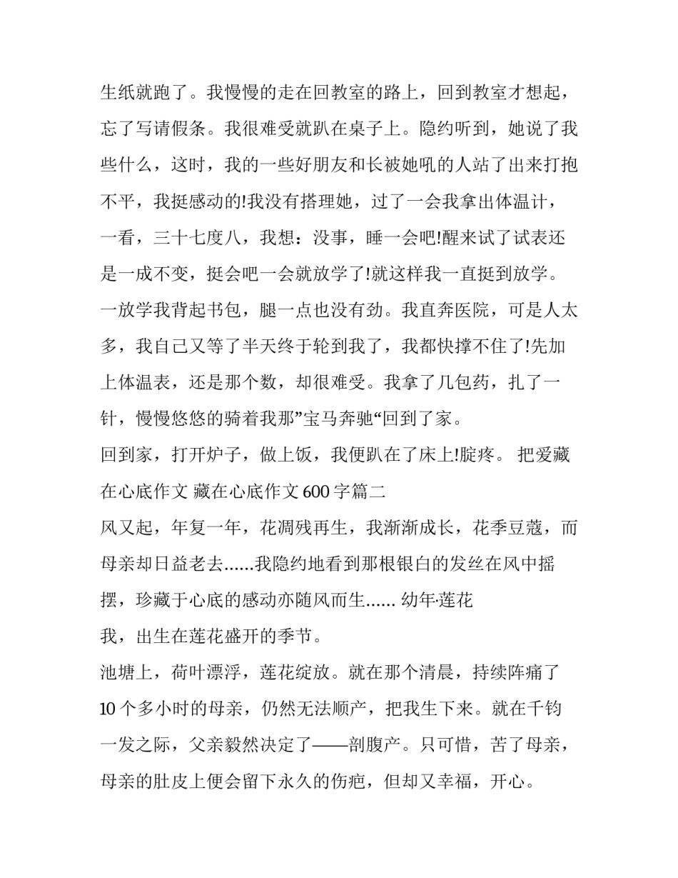 最新把爱藏在心底作文 藏在心底作文600字(8篇)_第3页