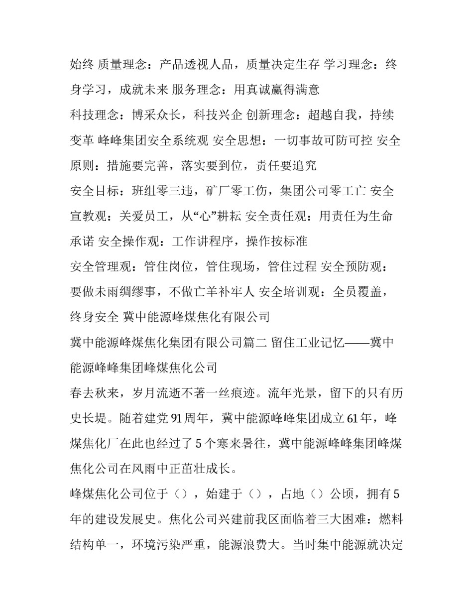 冀中能源峰煤焦化有限公司 冀中能源峰煤焦化集团有限公司(五篇)_第3页