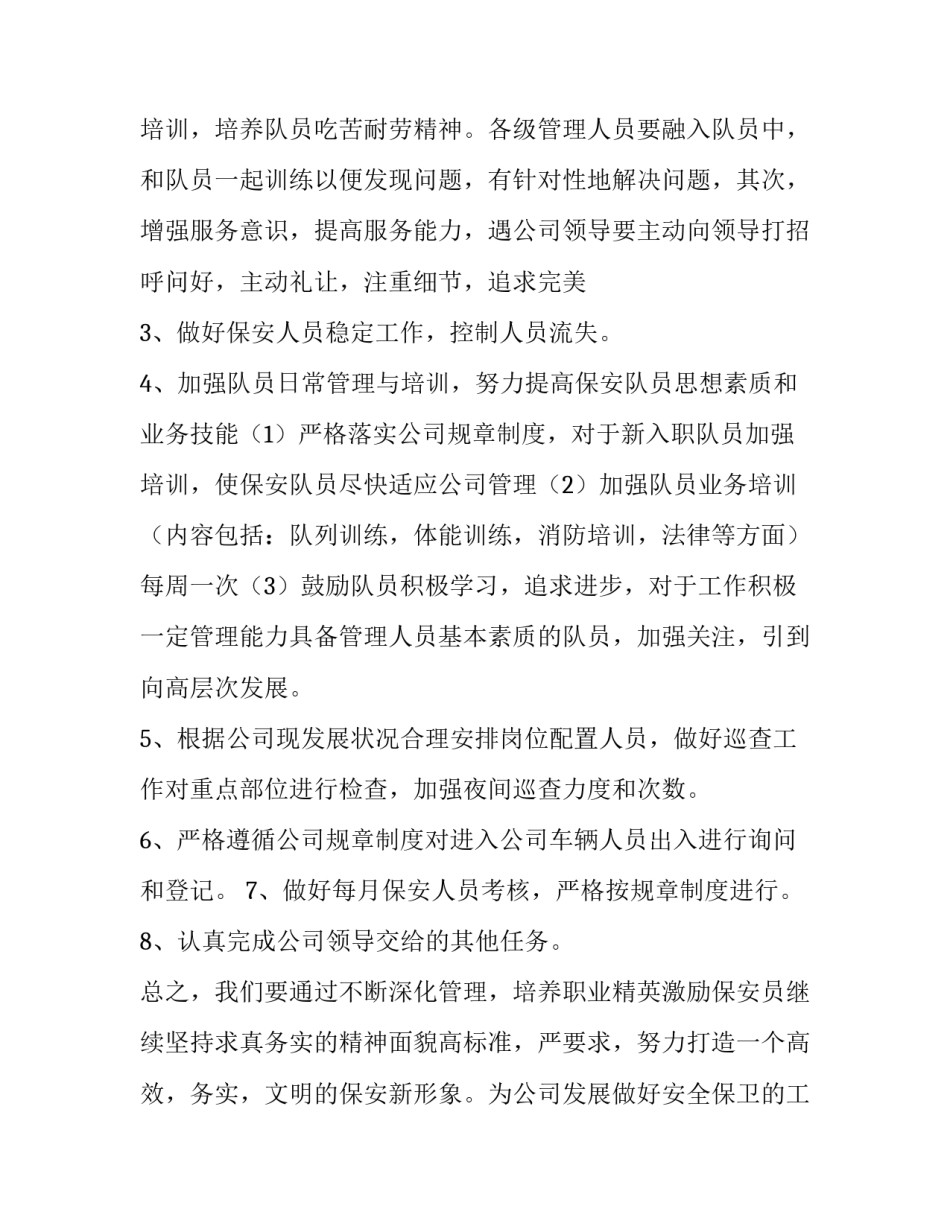 保安工作计划及目标 保安工作计划书如何写(四篇)_第2页