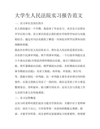 大学生人民法院实习报告范文