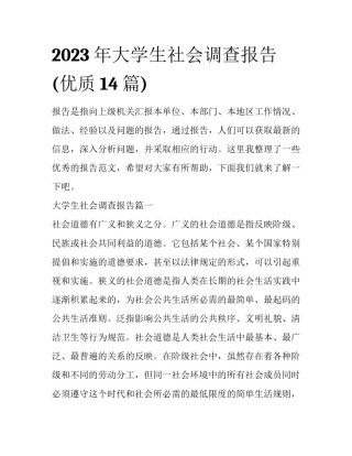 2023年大学生社会调查报告(优质14篇)