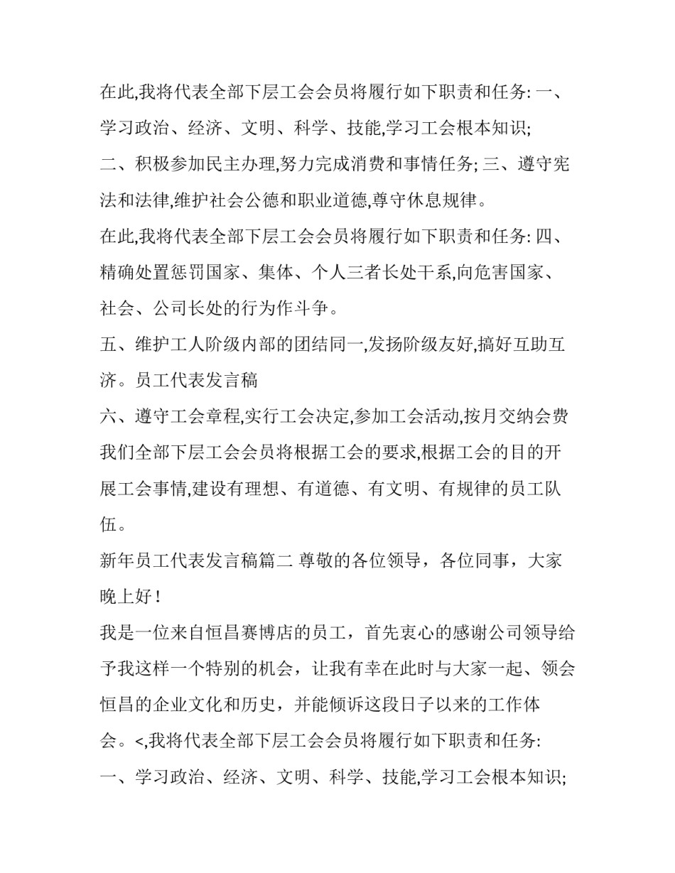新年员工代表发言稿(四篇)_第2页