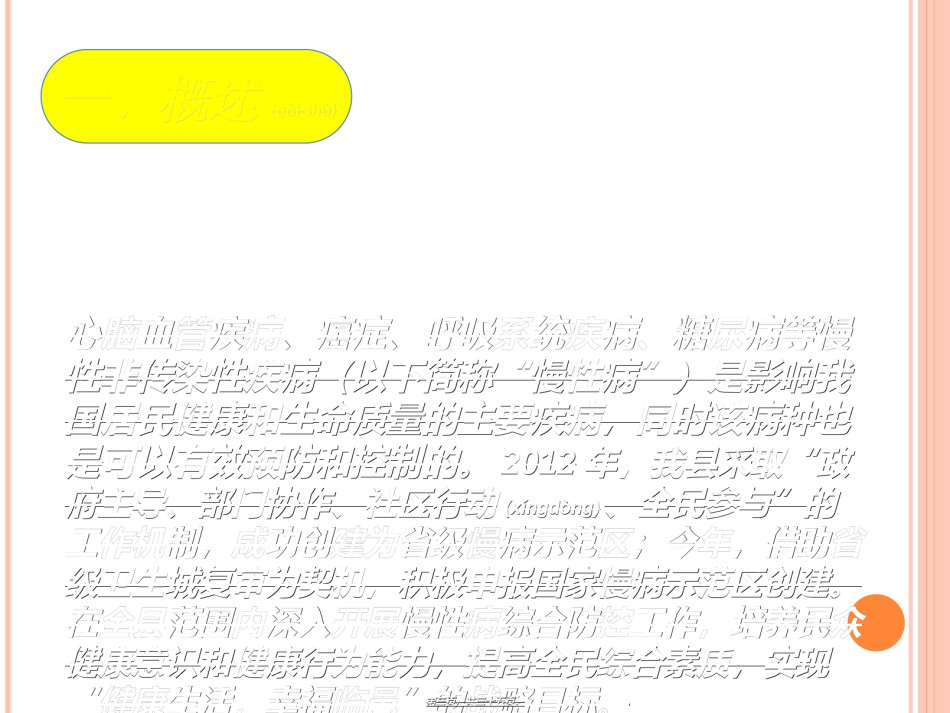 2022年医学专题—创建国家慢病综合防控示范区卫生系统职责分析.ppt_第3页