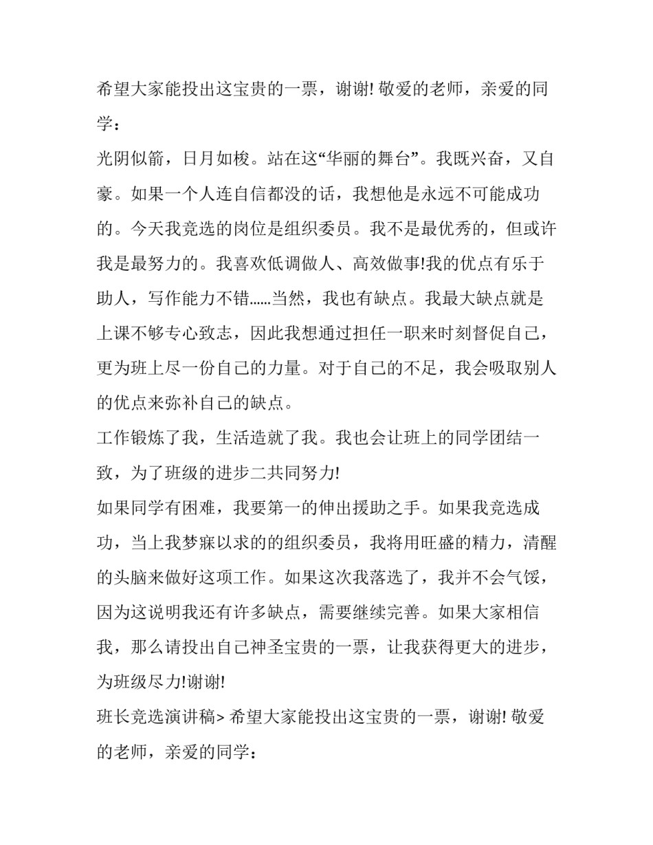 最新班长竞选演讲稿(汇总13篇)_第2页
