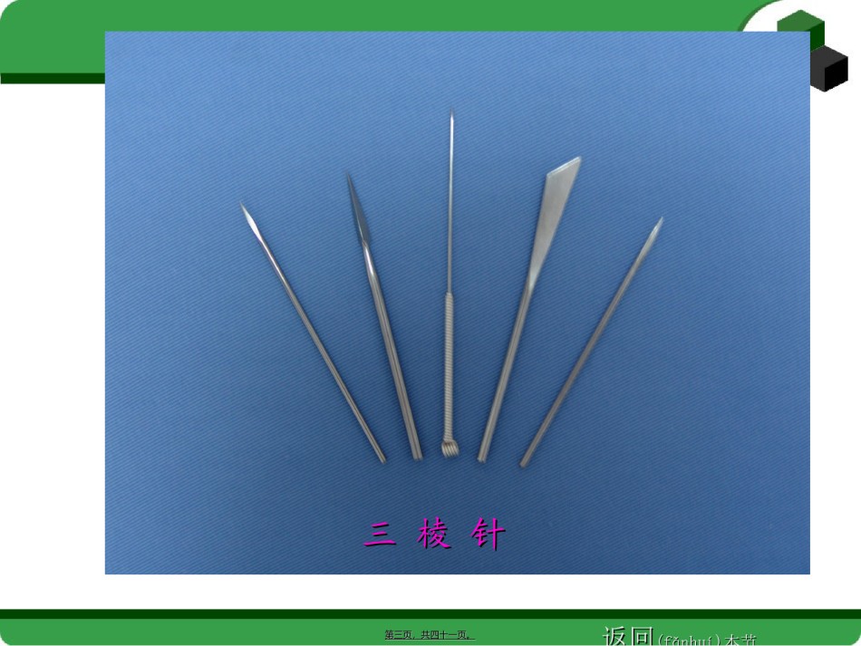 2022年医学专题—刺灸法各论·第四节三棱针法-皮肤针法-皮内针法-电针法-穴位注射法.ppt_第3页