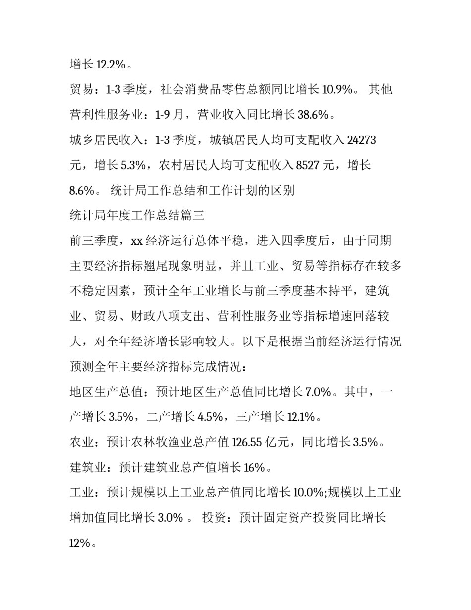 最新统计局工作总结和工作计划的区别 统计局年度工作总结(3篇)_第3页