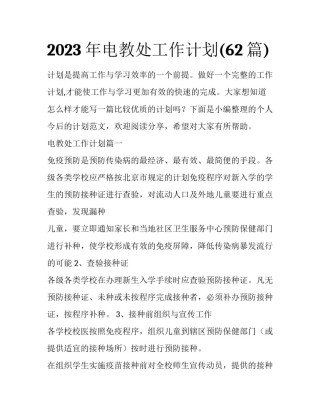 2023年电教处工作计划(62篇)