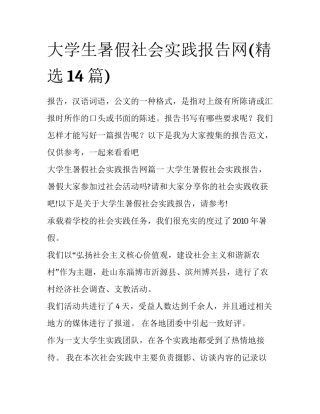 大学生暑假社会实践报告网(精选14篇)
