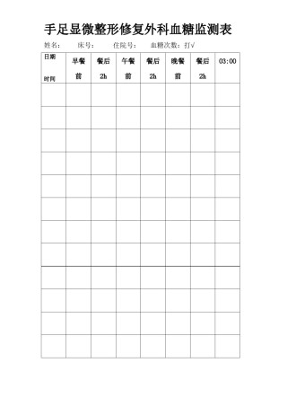 2022年医学专题—测血糖表格.docx