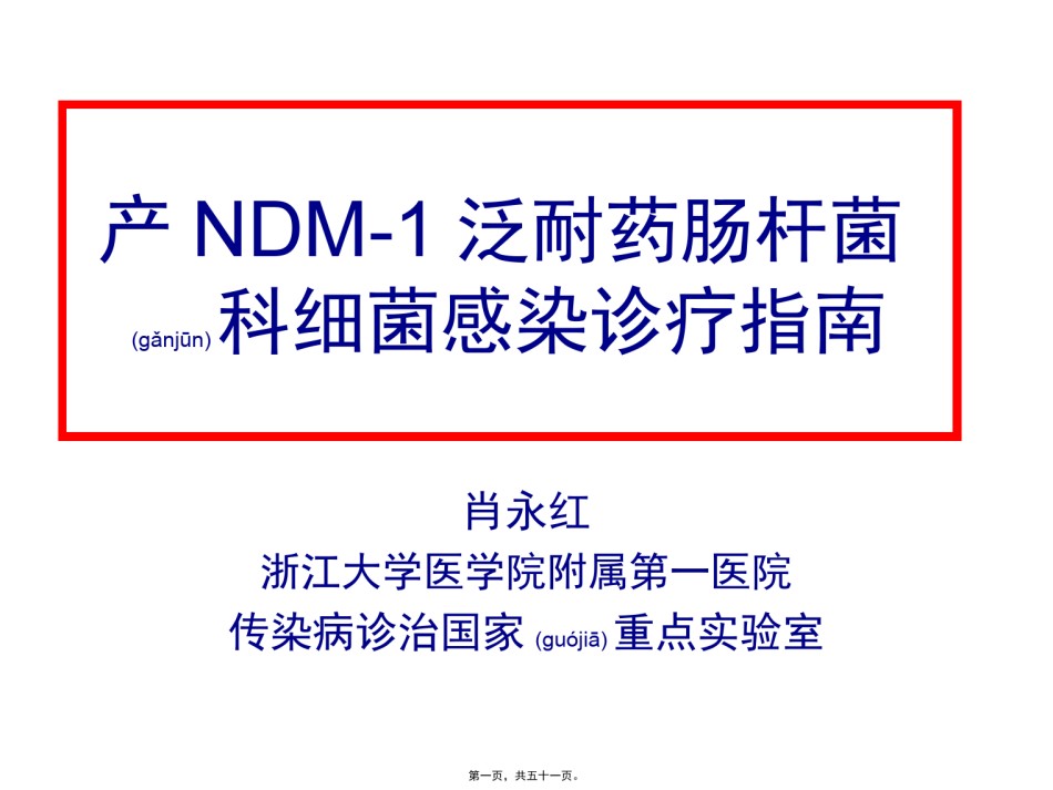 2022年医学专题—产NDM-1泛耐药肠杆菌科细菌感染诊疗指南.pptx_第1页