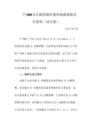 2022年医学专题—产NDM-1泛耐药肠杆菌科细菌感染诊疗指南(试行版)教材.docx