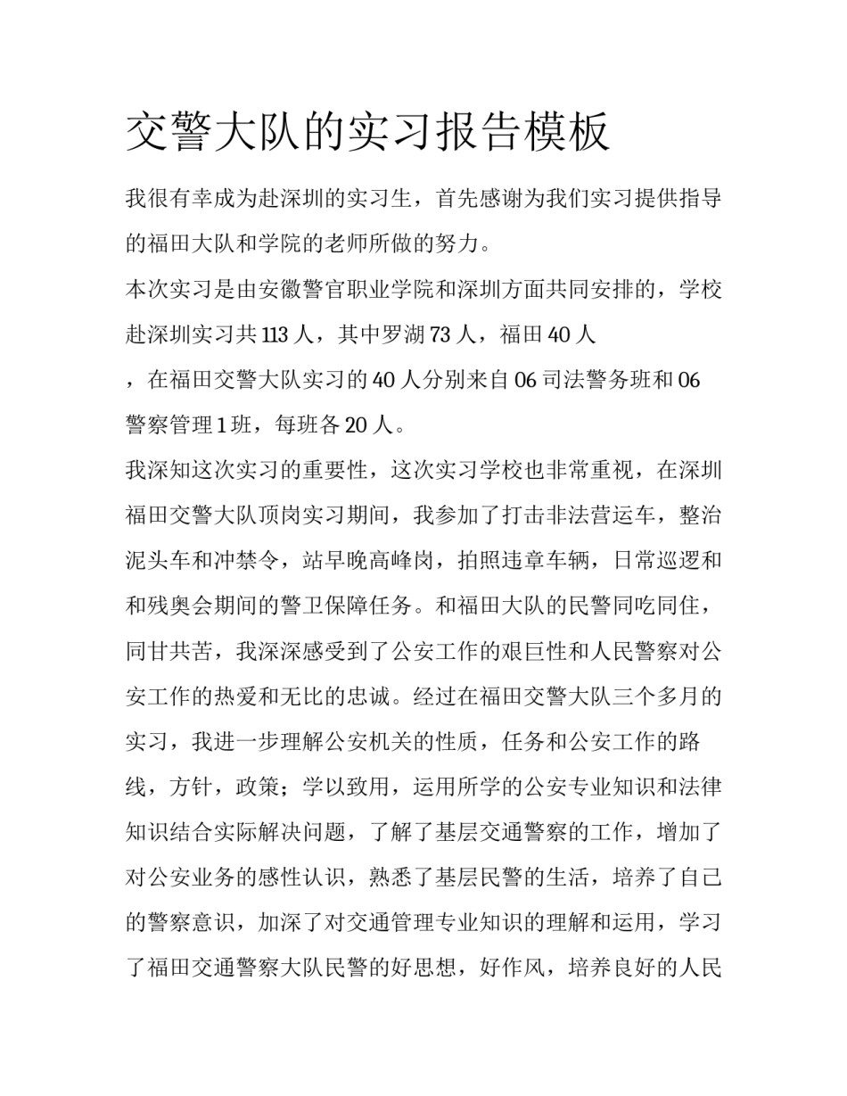 交警大队的实习报告模板_第1页