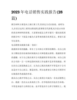 2023年电话销售实践报告(28篇)