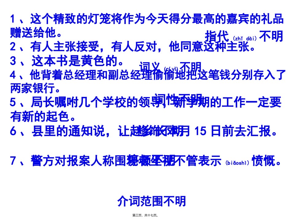 2022年医学专题—病句五：表意不明剖析.ppt_第3页