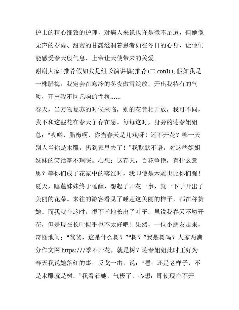 假如我是组长演讲稿 假如我是团队长演讲稿(八篇)_第3页