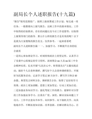 副局长个人述职报告(十九篇)