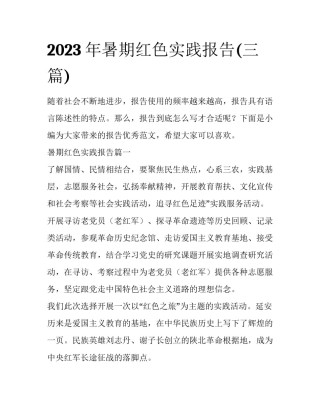 2023年暑期红色实践报告(三篇)