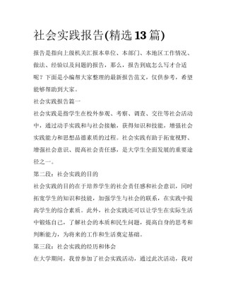 社会实践报告(精选13篇)
