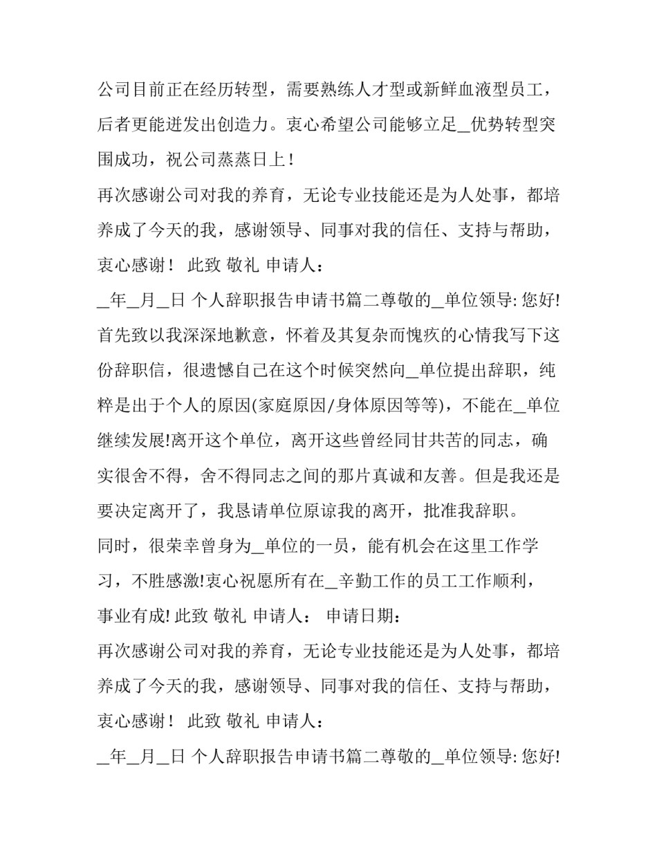 最新个人辞职报告申请书(7篇)_第2页