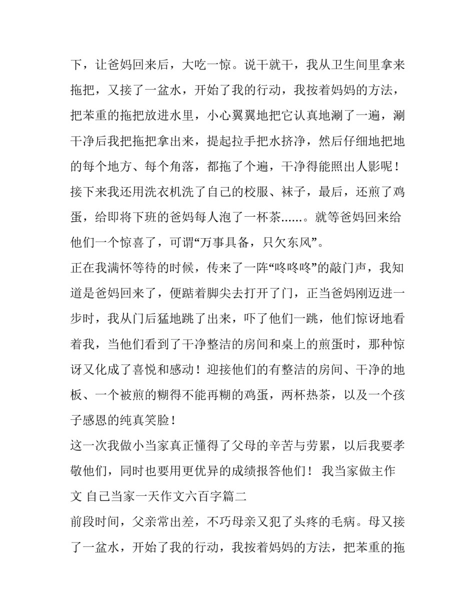 2023年我当家做主作文 自己当家一天作文六百字(5篇)_第2页