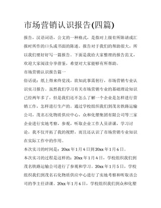 市场营销认识报告(四篇)