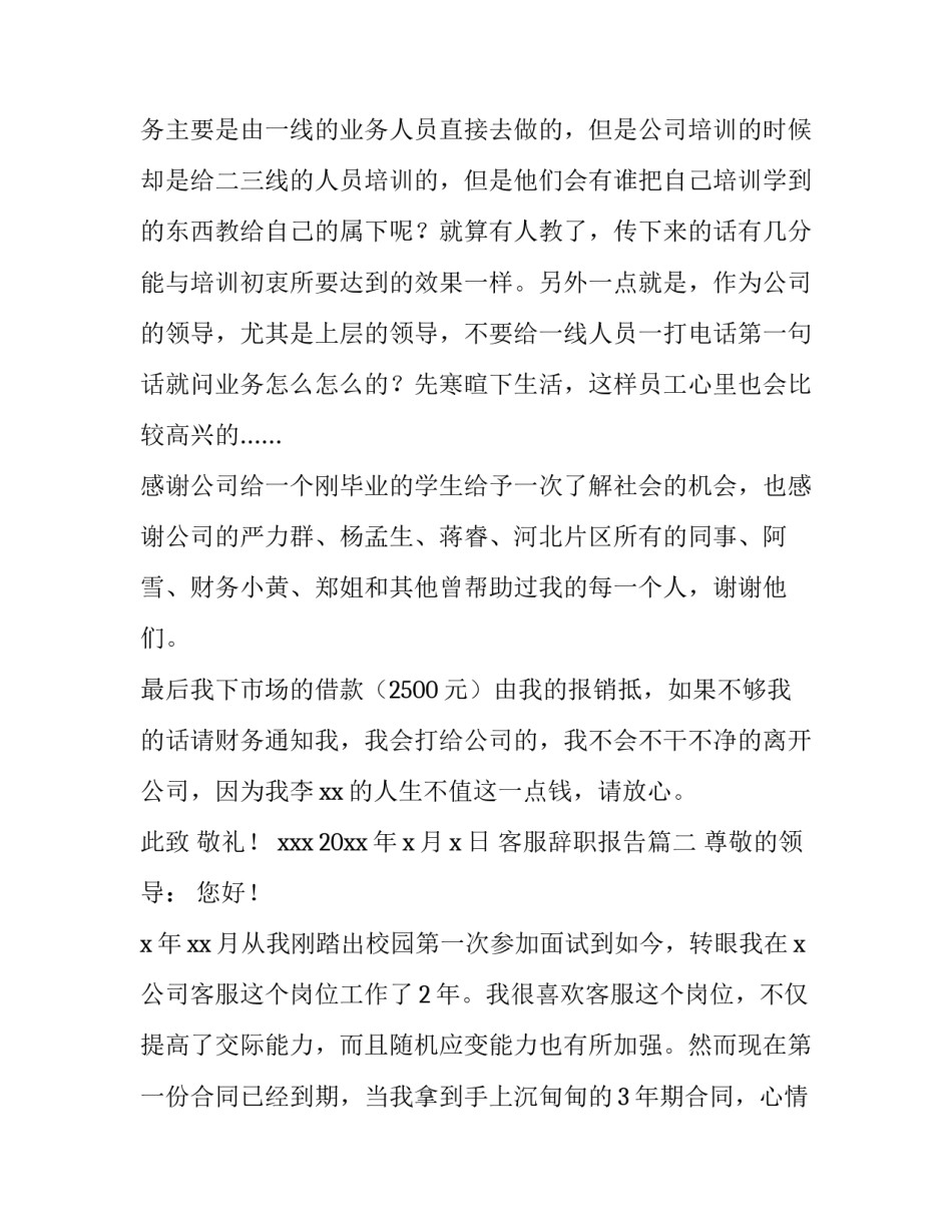 最新客服辞职报告(7篇)_第3页