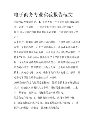电子商务专业实验报告范文