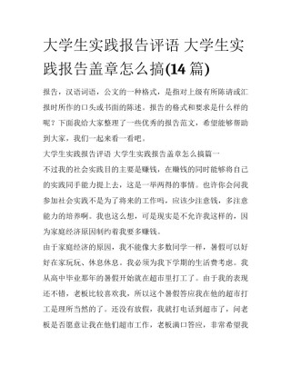 大学生实践报告评语 大学生实践报告盖章怎么搞(14篇)