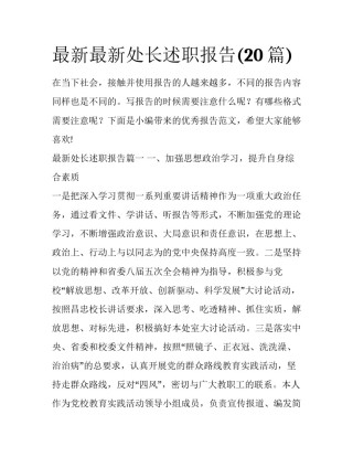 最新最新处长述职报告(20篇)