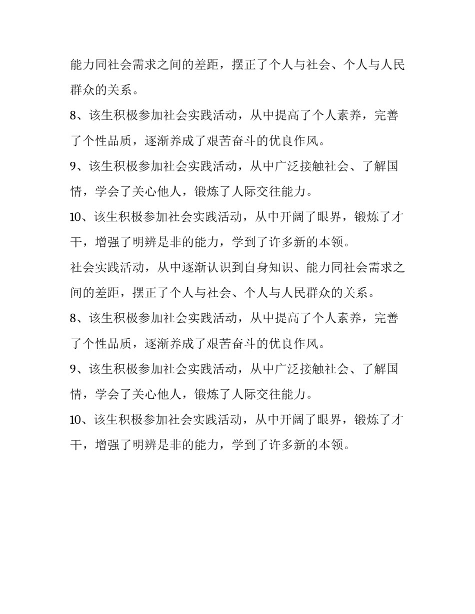 最新实践报告评语20字(八篇)_第2页