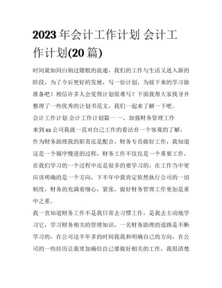 2023年会计工作计划 会计工作计划(20篇)