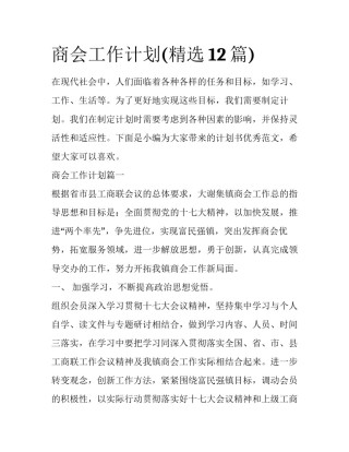 商会工作计划(精选12篇)