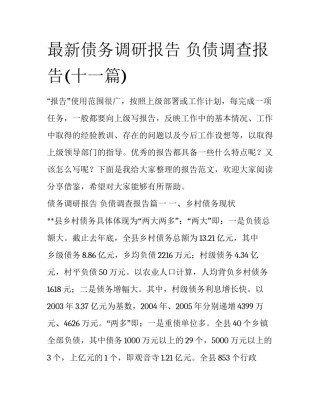最新债务调研报告 负债调查报告(十一篇)
