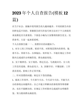 2023年个人自查报告(模板12篇)
