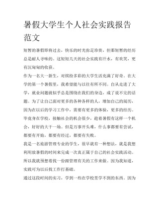 暑假大学生个人社会实践报告范文