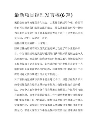 最新项目经理发言稿(6篇)