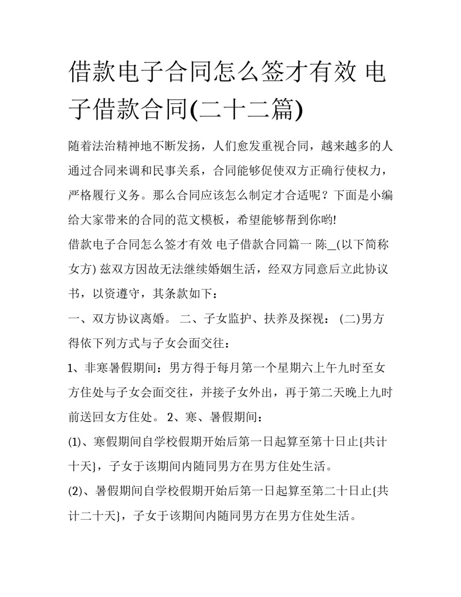 借款电子合同怎么签才有效 电子借款合同(二十二篇)_第1页