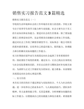 销售实习报告范文3篇精选