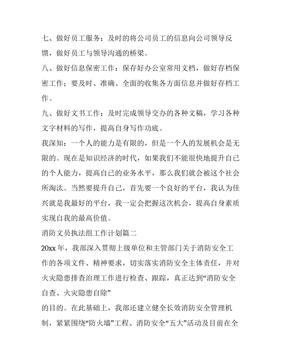 最新消防文员执法组工作计划(56篇)_第2页