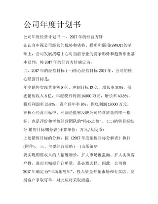 公司年度计划书