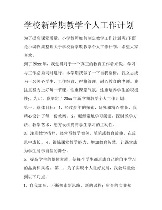 学校新学期教学个人工作计划
