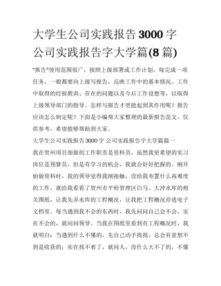 大学生公司实践报告3000字 公司实践报告字大学篇(8篇)