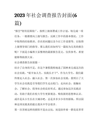 2023年社会调查报告封面(6篇)