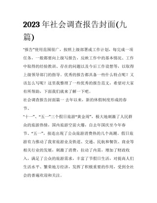 2023年社会调查报告封面(九篇)