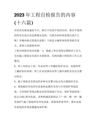 2023年工程自检报告的内容(十六篇)