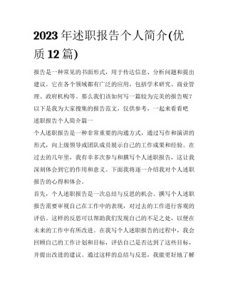 2023年述职报告个人简介(优质12篇)