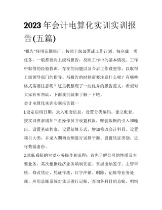 2023年会计电算化实训实训报告(五篇)